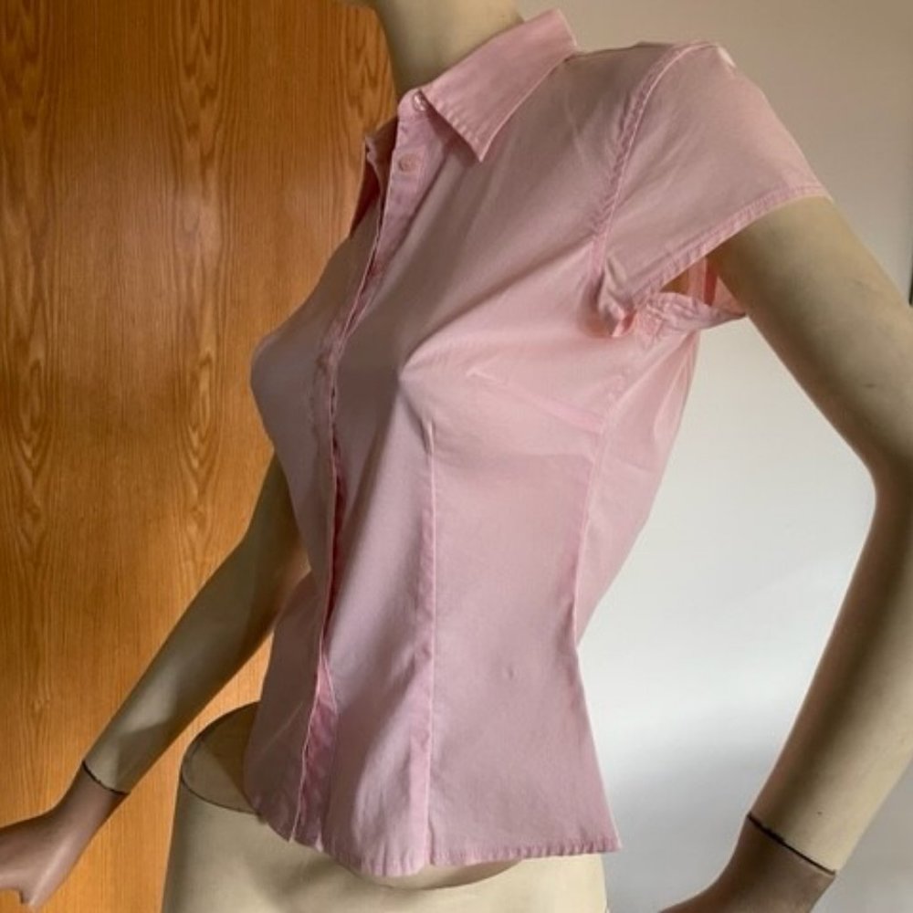 MEXX  SHORT-SLEEVED BUTTON-DOWN FITTED BLOUSE  Pink, Size 4 - Picture 4 of 10